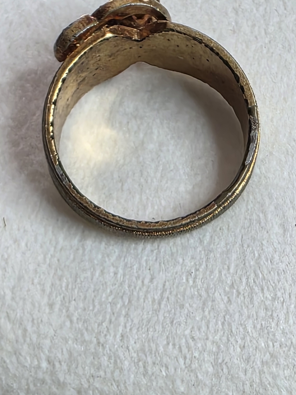 Vintage Tiger Eye Cabochon Ring 18KT HGF Wide Band Statement Brown Size 8 - Picture 7 of 8